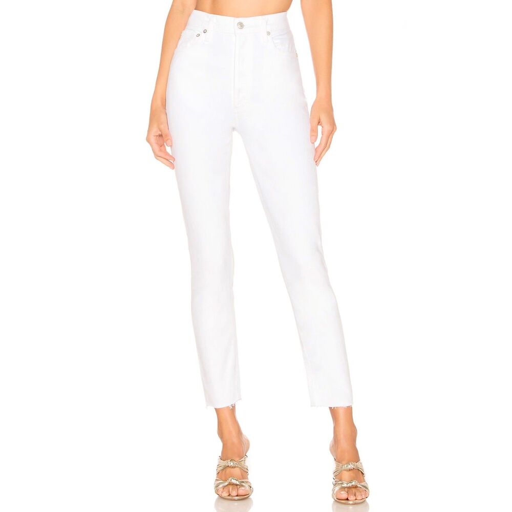 EUC AGOLDE Nico‎ Ultra High-Rise Slim Straight Jeans White Denim Size 29